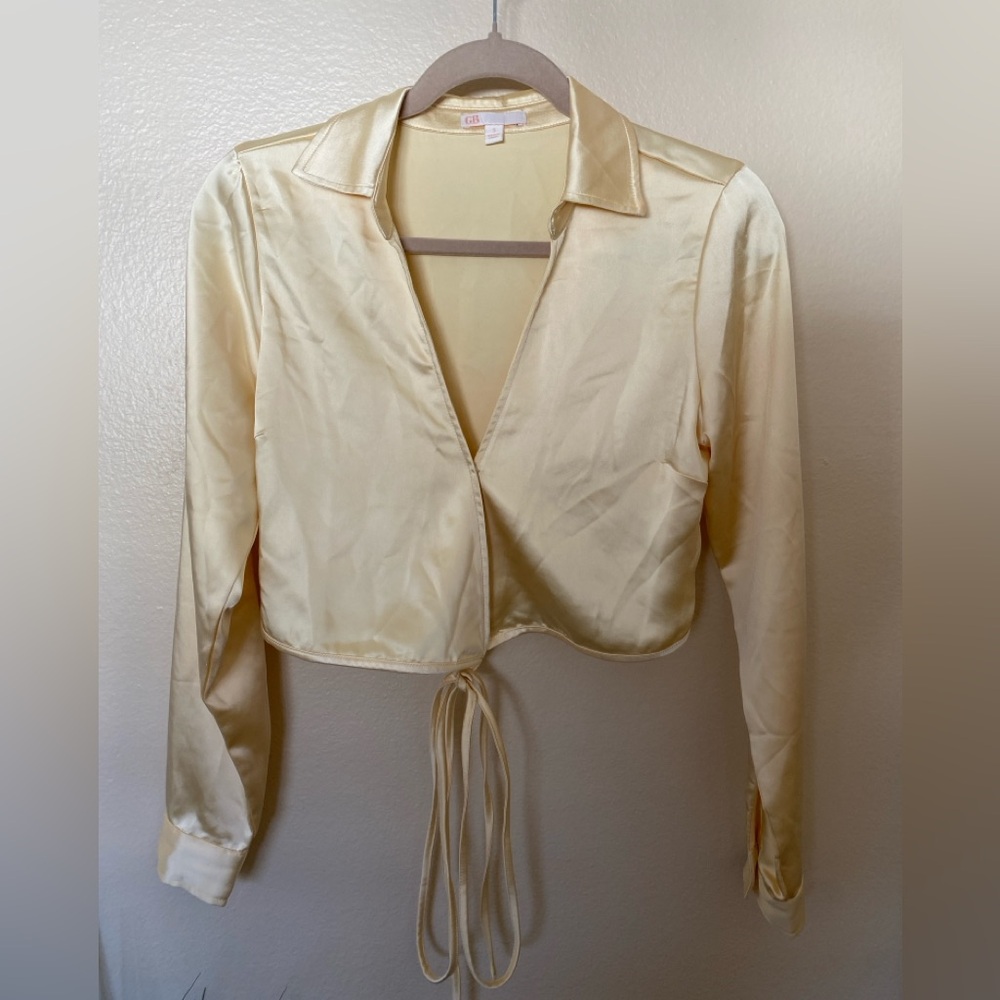 Gianni Bini Butter Yellow Satin Cargo Pant Set Size S